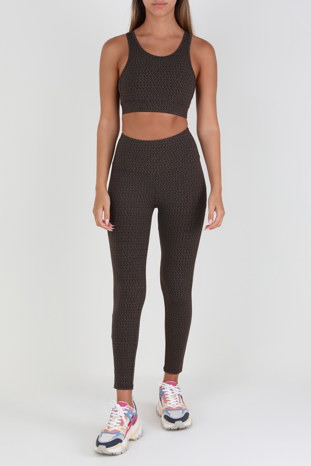 MK Monogram Print Leggings in Brown